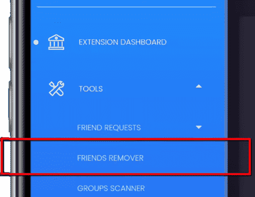 اختيار Friends Remover في اضافة loc